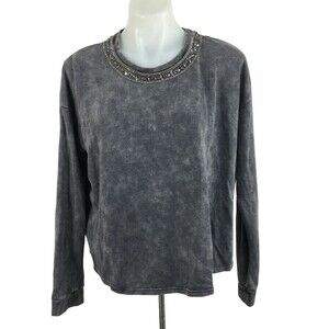 The Kooples Sport Sweatshirt Jewel Neckline Pullover Too Gray Size 3 US L